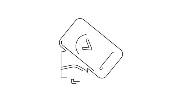 黑线自动取款机终端 打印回收机 用白色背景隔离的智能手机图标确认付款 Nfc支付概念 4K视频运动图形动画 — 图库视频影像