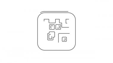 Beyaz arkaplanda izole edilmiş akıllı telefon tarama simgesi için siyah çizgi QR kod örneği. 4K Video hareketli grafik canlandırması .