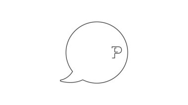 Metin içerikli siyah satır konuşma balonu beyaz arkaplanda izole edilmiş yardım simgesi. 4K Video hareketli grafik canlandırması .