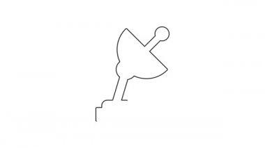 Siyah çizgi Radar simgesi beyaz arkaplanda izole edildi. Arama sistemi. Uydu sinyali. 4K Video hareketli grafik canlandırması .