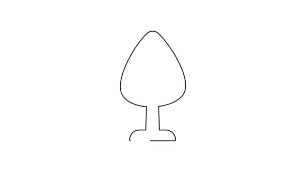 白の背景に黒の線のツリーアイコン 森のシンボル 4Kビデオモーショングラフィックアニメーション — ストック動画