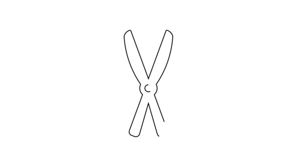 Black Line Gardening Handmade Scissors Trimming Icon Isolated White Background — Stock Video