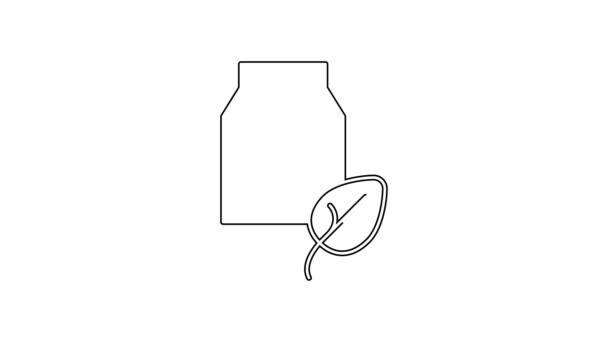 Чорна Лінія Веганське Молоко Ізольована Білому Тлі Вегетаріанський Продукт Відеографічна — стокове відео