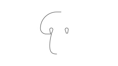 Siyah çizgi mantar ikonu beyaz arkaplanda izole edildi. 4K Video hareketli grafik canlandırması .