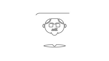 Siyah çizgi büyükbaba simgesi beyaz arkaplanda izole edilmiş. 4K Video hareketli grafik canlandırması.