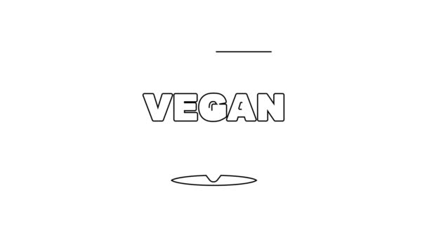 Linea Nera Icona Dieta Vegan Cibo Isolato Sfondo Bianco Organico — Video Stock