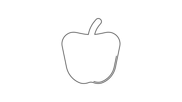 Fekete Vonal Apple Ikon Elszigetelt Fehér Háttérrel Túlsúly Egészséges Diétás — Stock videók
