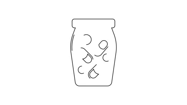 Black Line Medicine Bottle Pills Icon Isolated White Background Bottle — Stock Video