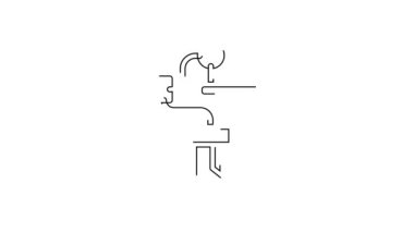 Kamera simgesi için siyah çizgi Gimbal dengeleyicisi beyaz arkaplanda izole edildi. 4K Video hareketli grafik canlandırması.