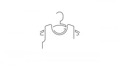 Siyah çizgili kolsuz tişört ikonu beyaz arkaplanda izole edilmiş. 4K Video hareketli grafik canlandırması.