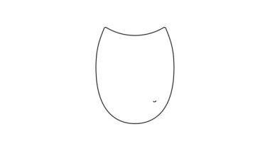 Siyah çizgi dramatik maske ikonu beyaz arkaplanda izole edildi. 4K Video hareketli grafik canlandırması.