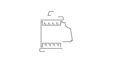 Siyah çizgi kamera klasik film rulo kartuş simgesi beyaz arkaplanda izole edildi. 35 mm 'lik film kutusu. Film şeridi fotoğrafçı ekipmanı. 4K Video hareketli grafik canlandırması.