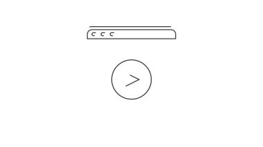 Siyah çizgi çevrimiçi video simgesi beyaz arkaplanda izole edildi. Oyun işaretli film şeridi. 4K Video hareketli grafik canlandırması.
