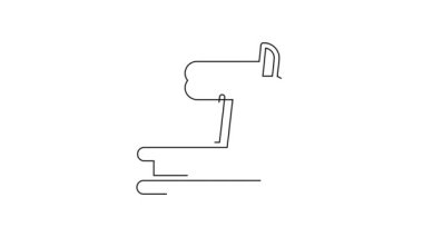 Siyah çizgi koşu bandı makine simgesi beyaz arkaplanda izole edildi. 4K Video hareketli grafik canlandırması.