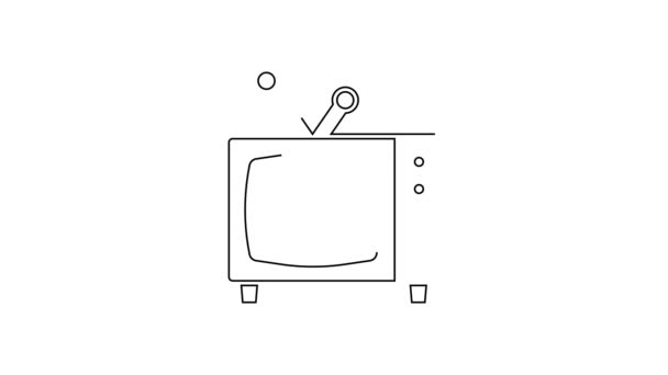 Чорна Лінія Ретро Значок Ізольовані Білому Тлі Телевізійний Знак Відео — стокове відео