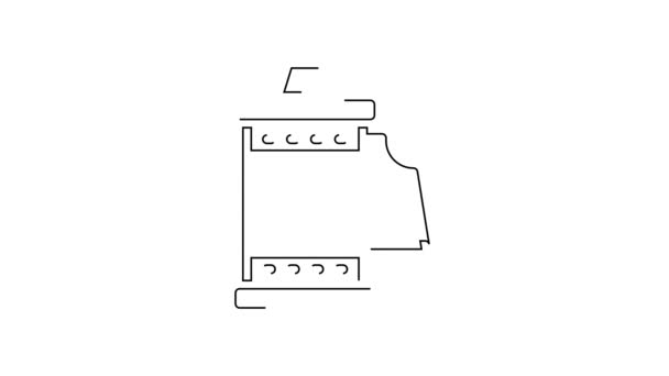 Чорна Лінія Камера Старовинна Піктограма Рулону Плівки Ізольована Білому Тлі — стокове відео