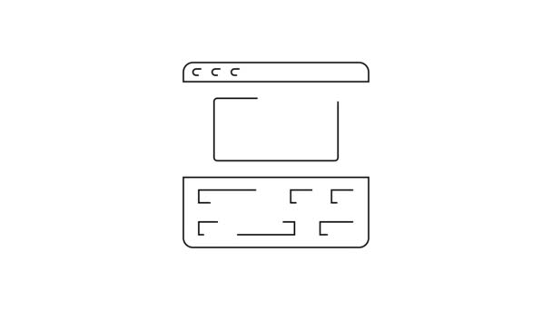 黑线录像机或编辑软件上的笔记本电脑图标隔离在白色背景 笔记本电脑上的视频编辑 4K视频运动图形动画 — 图库视频影像