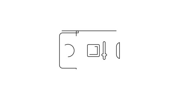 Black Line Mobile Phone Record Frame Camera Icon Isolated White — Stock Video