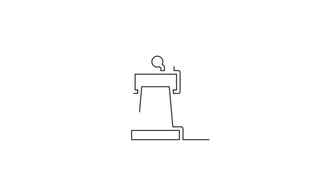 黒い線白の背景に隔離されたスピーカーアイコン トリビューンのオーサーだ 人前で話す 表彰台に立つ 4Kビデオモーショングラフィックアニメーション — ストック動画