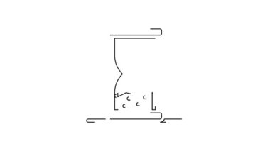 Siyah çizgi Beyaz zemin üzerinde kum ikonu akan eski kum saati. Kum saati işareti. İş ve zaman yönetimi kavramı. 4K Video hareketli grafik canlandırması.