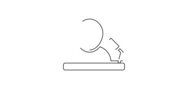 Siyah çizgi sözcüsü simgesi beyaz arkaplanda izole edildi. Ben Tribün 'den hatip. Halka açık konuşma. Kürsüde biri var. 4K Video hareketli grafik canlandırması.