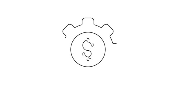 黑线齿轮与美元符号图标隔离在白色背景 商业和金融概念图标 4K视频运动图形动画 — 图库视频影像