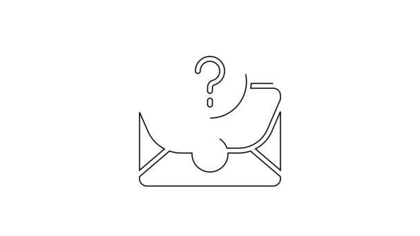 Μαύρη Γραμμή Φάκελος Εικονίδιο Ερωτηματικό Απομονωμένο Λευκό Φόντο Γράμμα Ερωτηματικό — Αρχείο Βίντεο