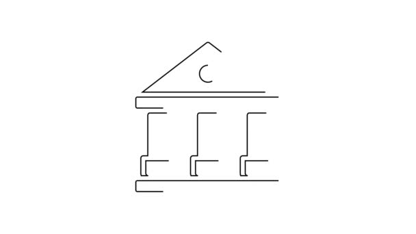 Black Line Courthouse Building Icon Isolated White Background Building Bank — Stock Video