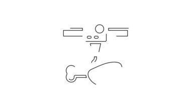 Siyah çizgi 3D yazıcı tavuk budu simgesi beyaz arkaplanda izole edildi. 3D baskı. 4K Video hareketli grafik canlandırması.