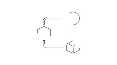 Beyaz arkaplanda siyah çizgi Isometric küp simgesi izole edildi. Geometrik küp katı simge. 3 boyutlu kare işareti. Kutu sembolü. 4K Video hareketli grafik canlandırması.