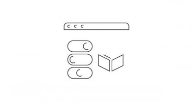 Siyah çizgi 3D yazıcı simgesi beyaz arkaplanda izole edildi. 3D baskı. 4K Video hareketli grafik canlandırması.