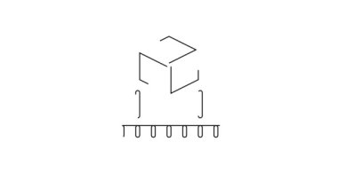 Beyaz arkaplanda siyah çizgi Isometric küp simgesi izole edildi. Geometrik küp katı simge. 3 boyutlu kare işareti. Kutu sembolü. 4K Video hareketli grafik canlandırması.