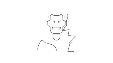 Beyaz arka planda siyah çizgi vampir ikonu var. Mutlu Cadılar Bayramı Partisi. 4K Video hareketli grafik canlandırması.