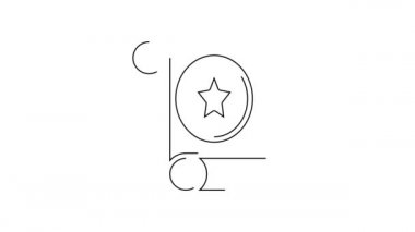 Siyah çizgi Sihirli kaydırma simgesi beyaz arkaplanda izole edildi. Karar, kağıt, parşömen, parşömen ikonu. 4K Video hareketli grafik canlandırması.