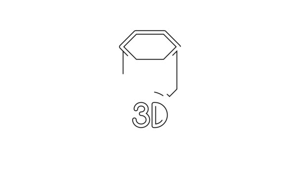 黑线3D打印机图标隔离在白色背景上 3D打印 4K视频运动图形动画 — 图库视频影像