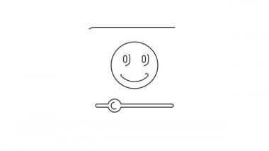 Siyah çizgi müzik çalar simgesi beyaz arkaplanda izole edildi. Taşınabilir müzik cihazı. 4K Video hareketli grafik canlandırması.