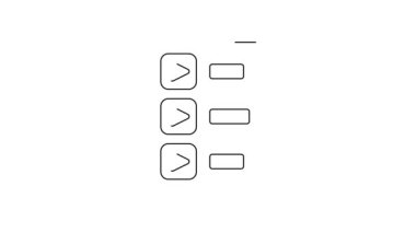 Siyah çizgi Müzik Listesi simgesi beyaz arkaplanda izole edildi. 4K Video hareketli grafik canlandırması.