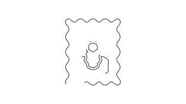 Siyah çizgi Hıristiyan simgesi beyaz arkaplanda izole edildi. 4K Video hareketli grafik canlandırması.