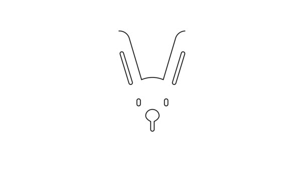 Black Line Rabbit Ears Icon Isolated White Background Magic Trick — Stock Video