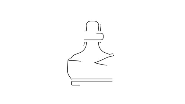 Svart Linje Flaska Med Dryck Ikon Isolerad Vit Bakgrund Kolv — Stockvideo