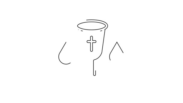 Schwarze Linie Christliches Kelchsymbol Isoliert Auf Weißem Hintergrund Ikone Des — Stockvideo