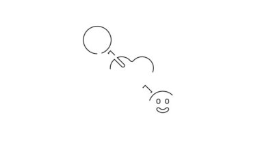 Siyah çizgi romantik ilişki ikonu beyaz arkaplanda izole edilmiş. Romantik ilişki mi yoksa hoş bir tanışma konsepti mi? 4K Video hareketli grafik canlandırması.