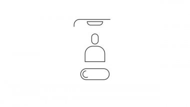 Siyah hat gelen arama beyaz arkaplanda izole edilmiş bir cep telefonu simgesi. Arkadaşlar arar. 4K Video hareketli grafik canlandırması.