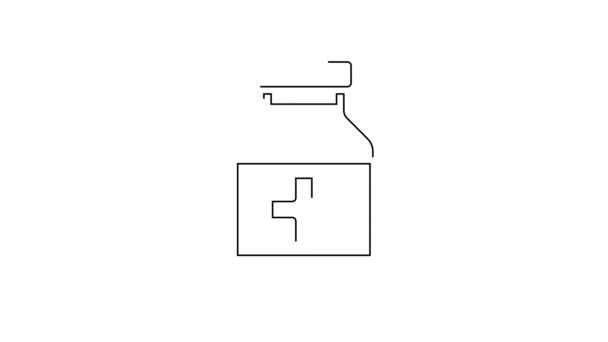 Zwarte Lijn Medicijn Fles Pillen Pictogram Geïsoleerd Witte Achtergrond Flessenpil — Stockvideo