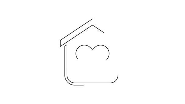 Черная Линия Приют Бездомных Икона Изолирована Белом Фоне Срочное Жилье — стоковое видео