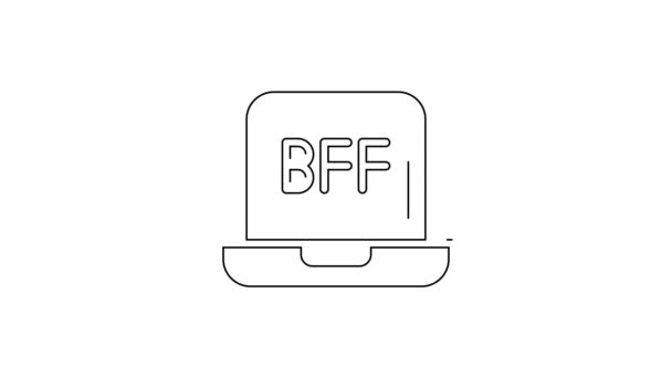 ブラックラインBffや親友永遠に白の背景に隔離アイコン 4Kビデオモーショングラフィックアニメーション — ストック動画