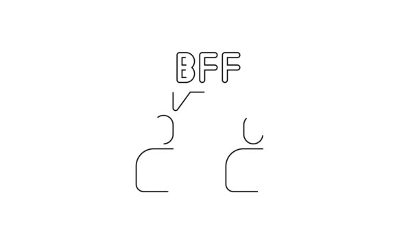 ブラックラインBffや親友永遠に白の背景に隔離アイコン 4Kビデオモーショングラフィックアニメーション — ストック動画