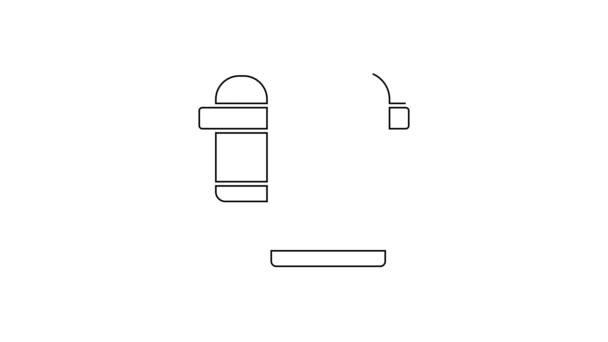 Toalha Linha Preta Ícone Gancho Isolado Fundo Branco Ícone Toalha — Vídeo de Stock