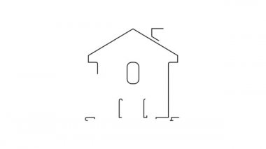 Beyaz arka planda izole edilmiş evsiz ikonu için siyah çizgi barınağı. Acil durum evleri, evsiz dilenciler ve insanlar için geçici ikametgah. 4K Video hareketli grafik canlandırması.