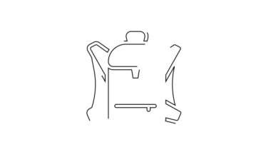 Siyah çizgi Yürüyüş sırt çantası simgesi beyaz arkaplanda izole edildi. Kamp ve dağ gezisi sırt çantası. 4K Video hareketli grafik canlandırması.